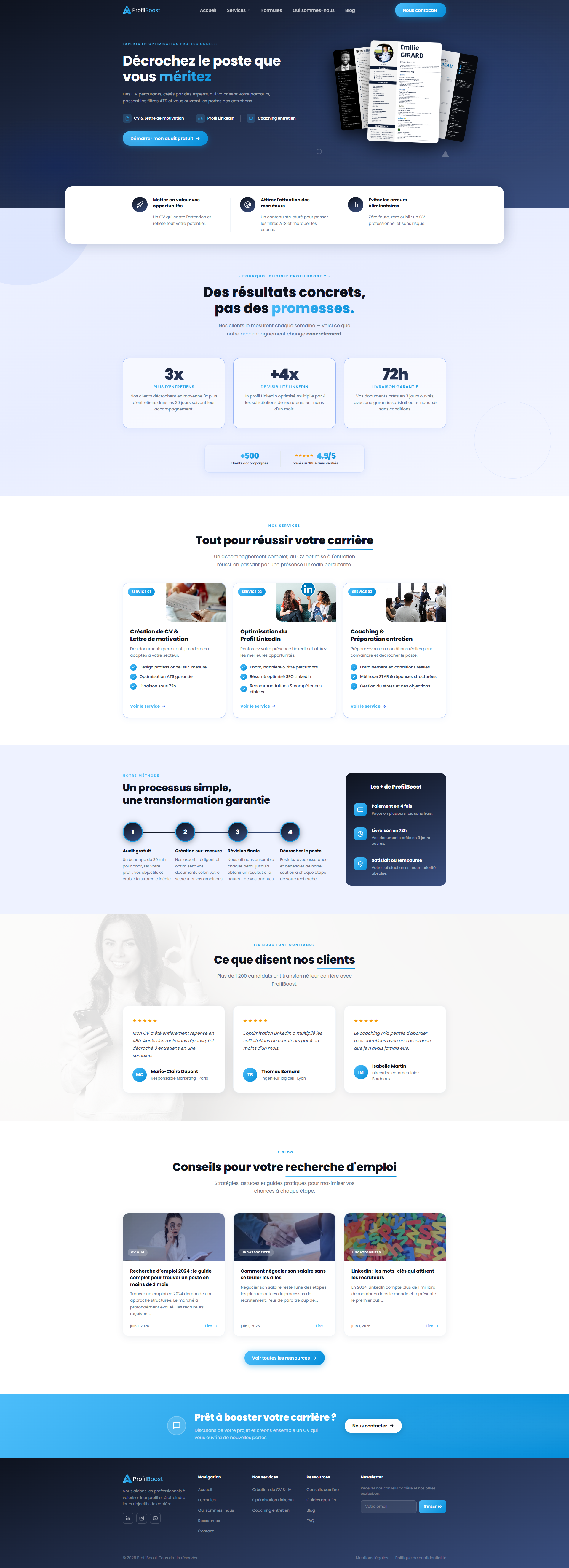Aperçu du site ProfilBoost